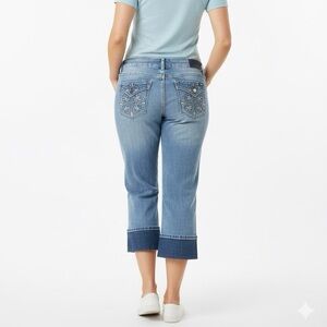 ANGELS Women’s Y2K Embroidered Capri Denim Jeans